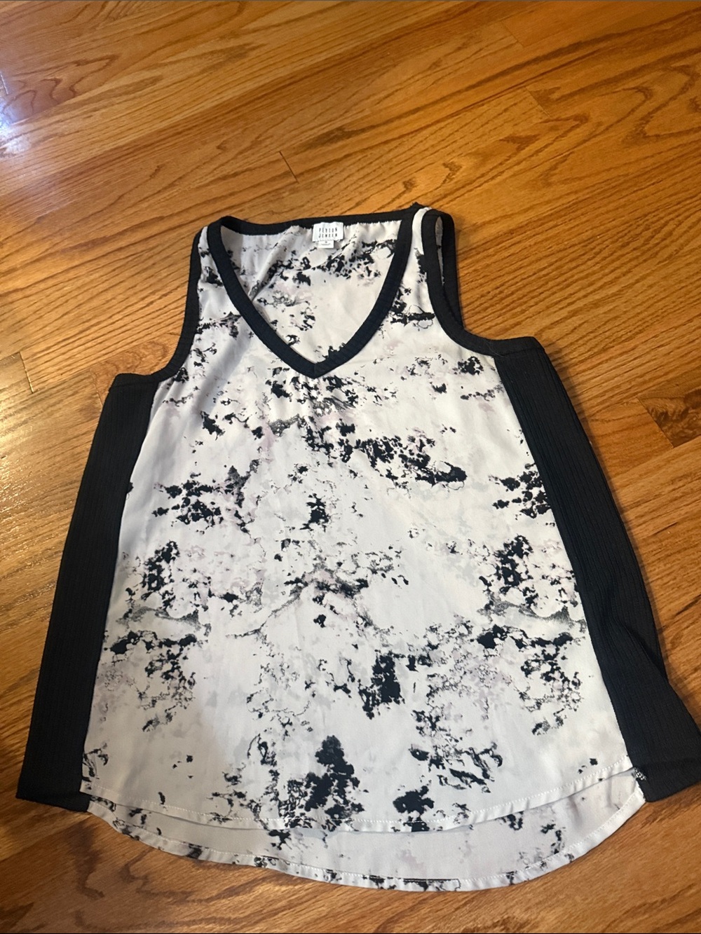 Girls Black & White Marble Print Tank Top